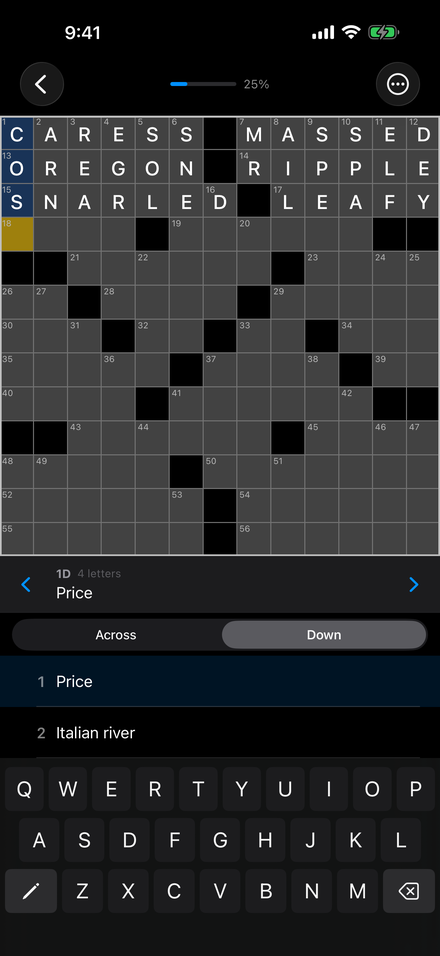 Crossword Lens: A scanned newspaper crossword, ready to solve on screen.